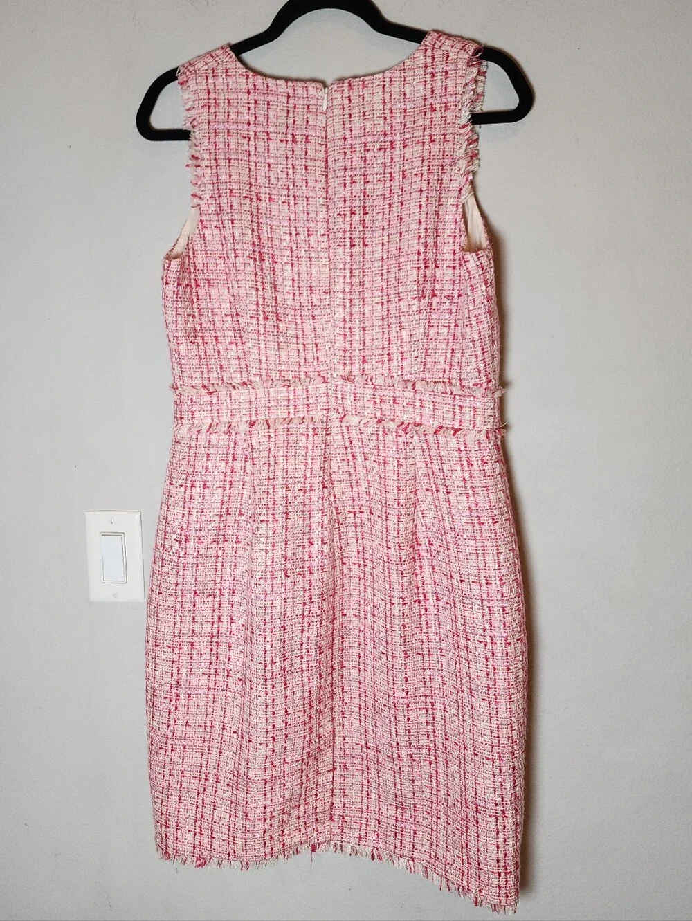 NWT J. Crew Pink Tweed Sleeveless V-neck Sheath Dress Women's Size 8 - Picture 6 of 16
